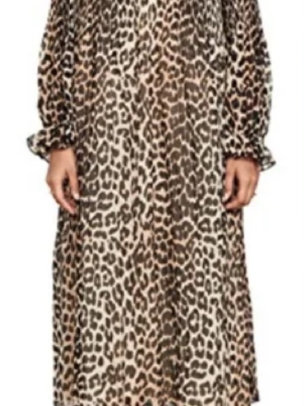 Ganni Georgette Smocked Leopard Dress